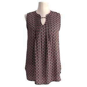 Pleione Sleeveless Patterned Top - Black and Red | Size S